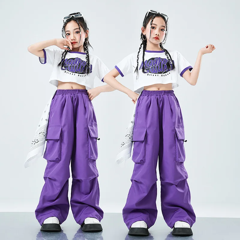 Children's street dance fashion suit, girl dopamine jazz dance hip-hop performance suit, girl model runway show, cool