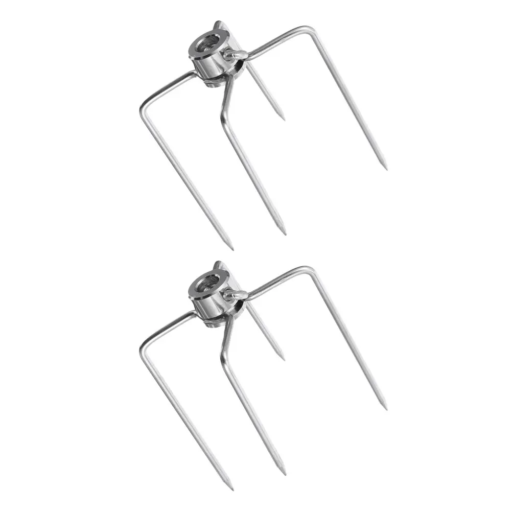 

2pcs 4-Prong Universal Rotisserie Forks for Grill BBQ Meat Skewers Iron Spit Rods Replacement Barbecue Accessories