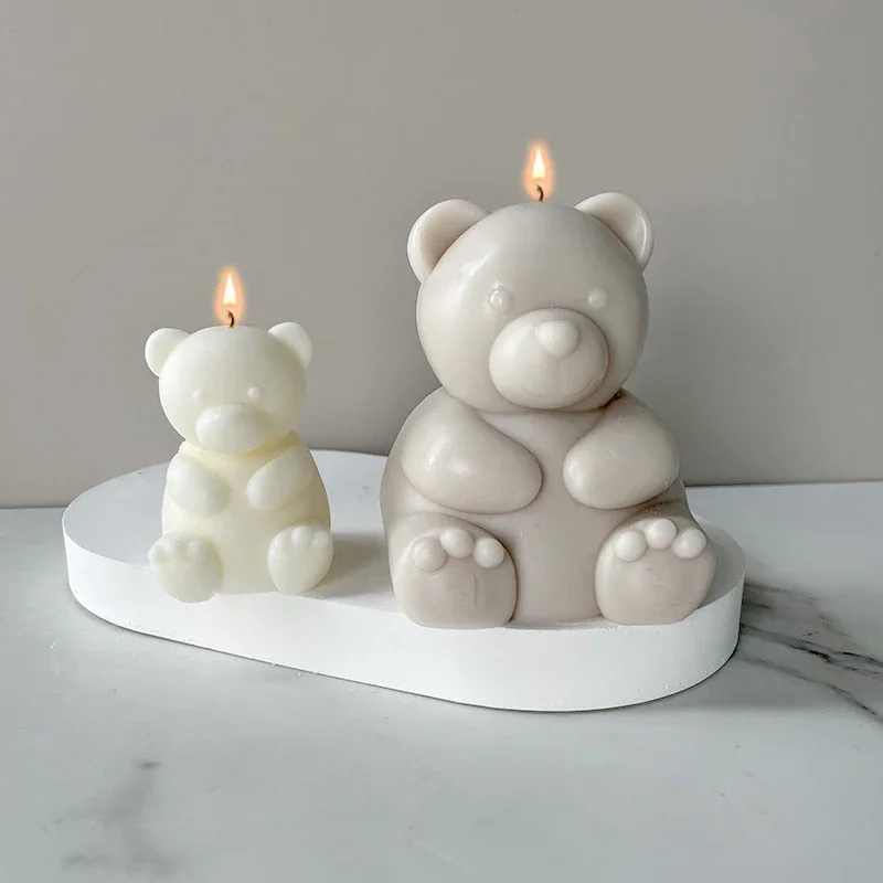 

3D Cute Cartoon Bear Silicone Candle Mold Diy Handmade Soap Plaster Ice Cube Baking Mould Birthday Party Wedding Gift Making Kit