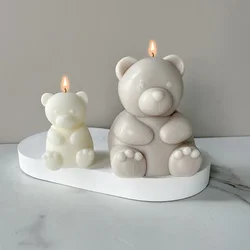 3D Cute Cartoon Bear Silicone Candle Mold Diy Handmade Soap Plaster Ice Cube Baking Mould Birthday Party Wedding Gift Making Kit