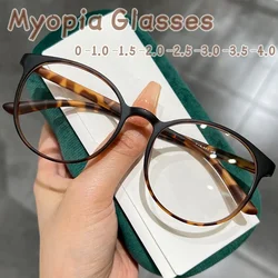 Men Women Round Frame Short-sighted Eyewear Blue Light Myopia Glasses Unisex Retro Anti-blue Light Eyeglasses Diopter To -4.0