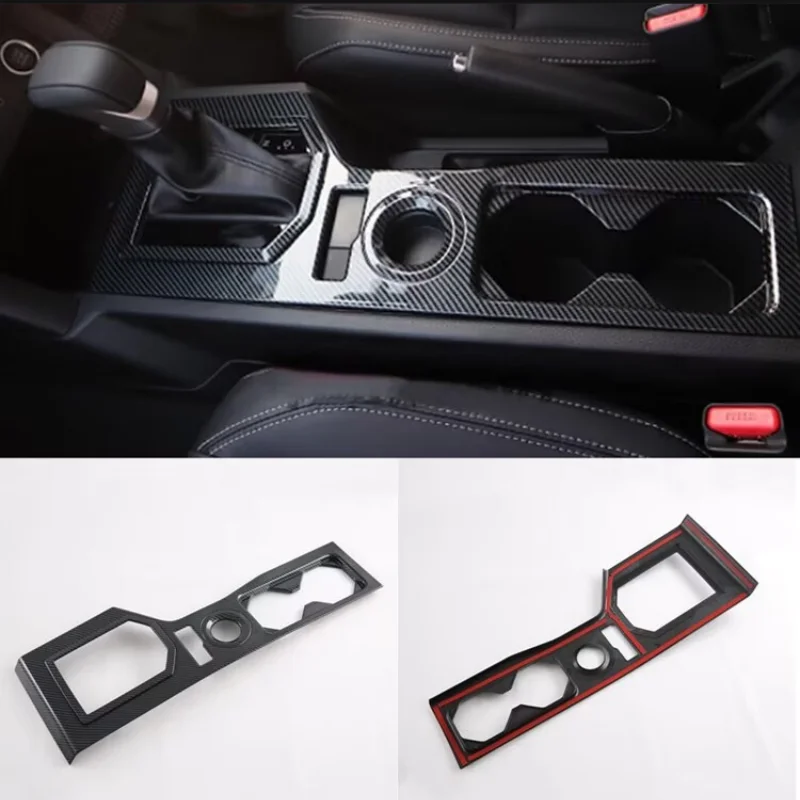 L/RHD For Mitsubishi Triton L200 2023-2024 Carbon Center Control Gear Shift Front Water Cup Holder Cover Interior Accessories