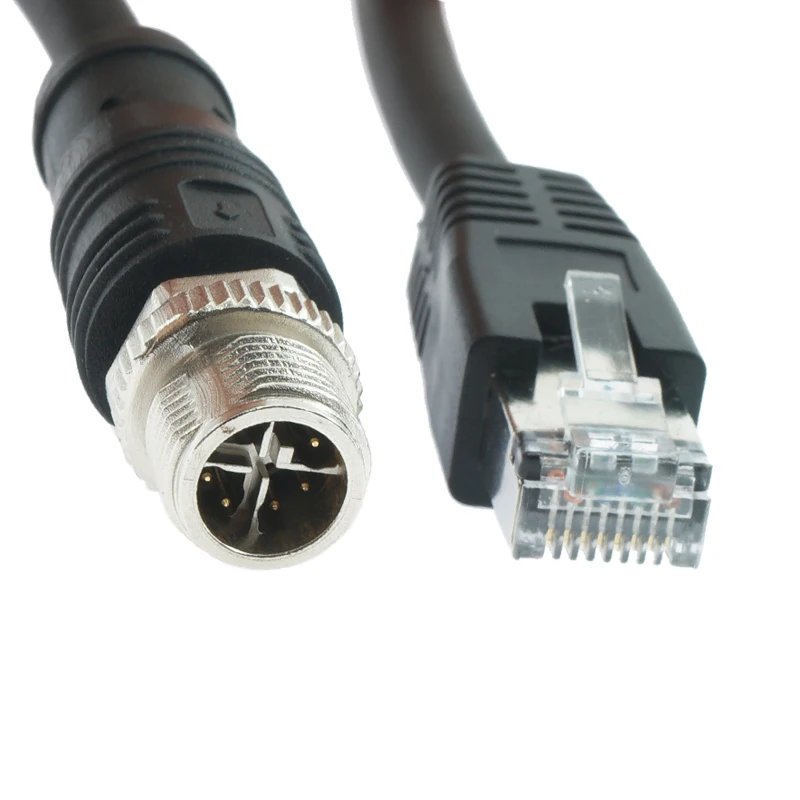 M12-X-8 Pin to RJ45 Connector Aviation Plug Male 8 Pin X Coded Industrial Camera Ethernet Cable IP67 Shielded Sensor Cable