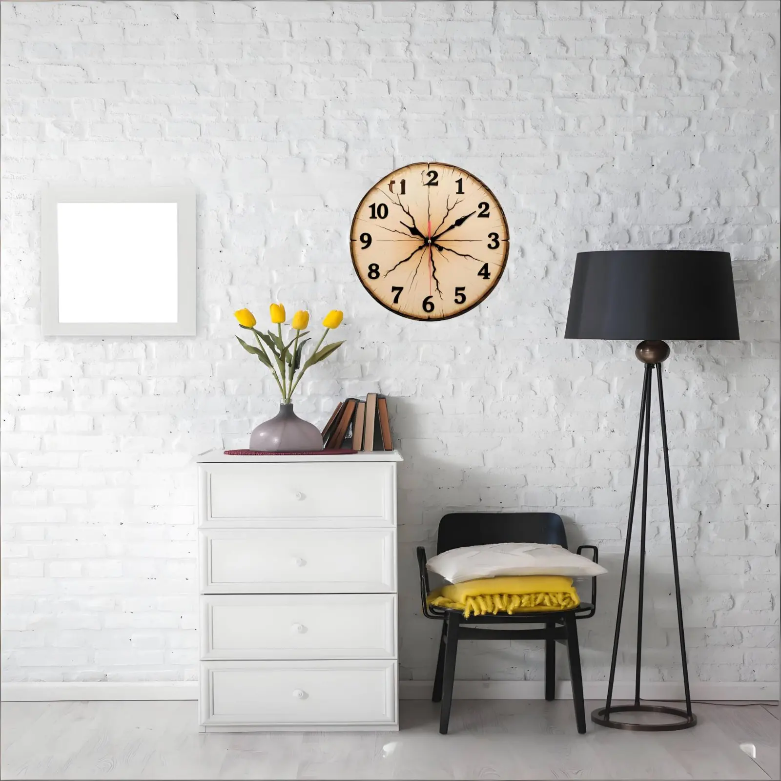 

Silent Wall Clock Creative Design 30cm Wall Clock House Decoration Non-Ticking Retro Design for Office