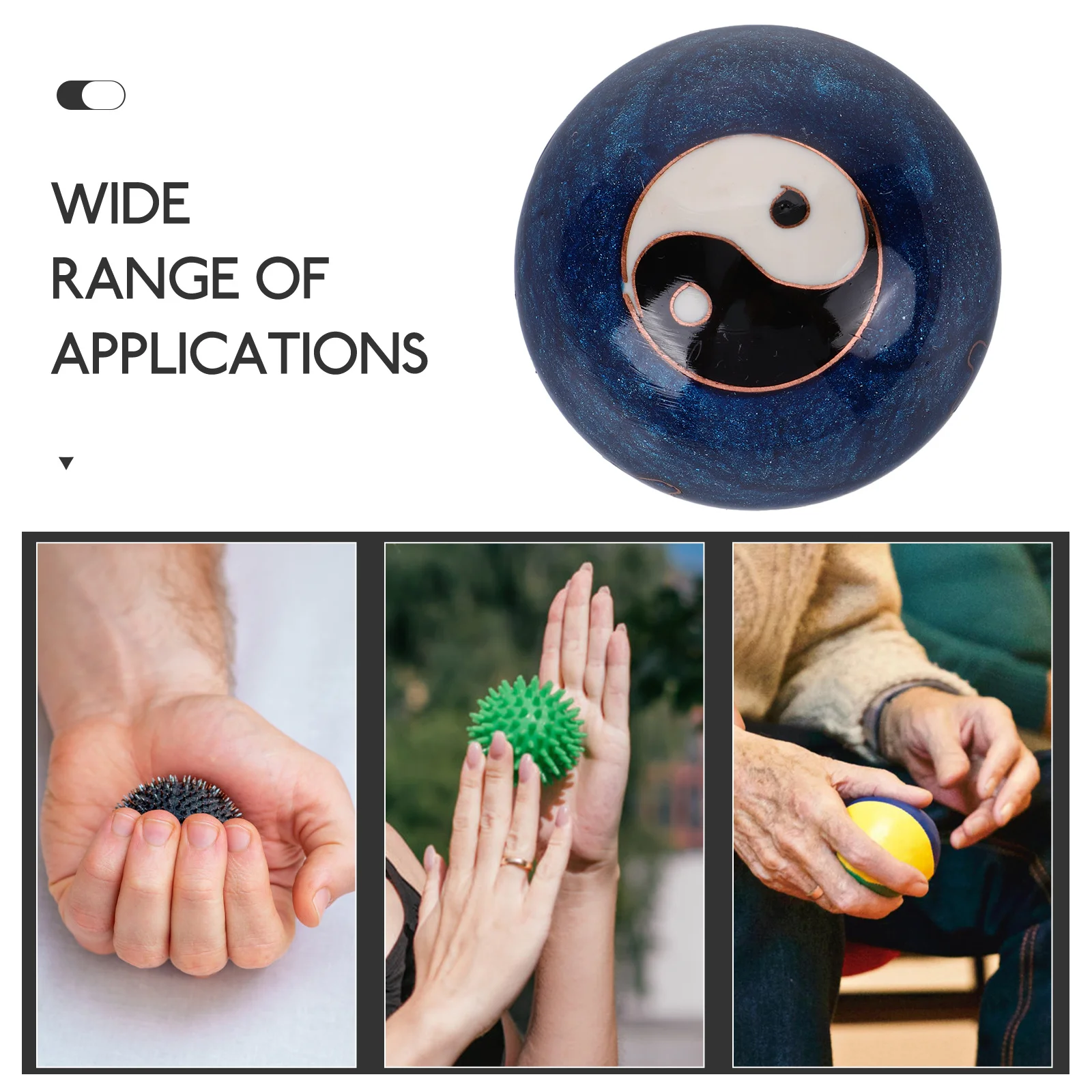 

2Pcs Yin Yang Chinese Hand Exercise Balls Enamel Fitness Handballs Hand Therapy Relaxation Meditation Balls for Seniors