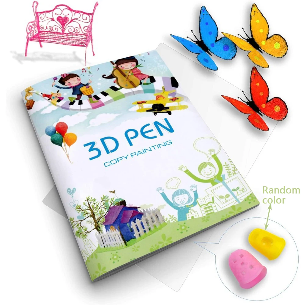 

3D Printing Drawing Book, Reusable Colorful 40 Patterns Thick Paper Template with a Clear Plate, Painting Graffiti Template