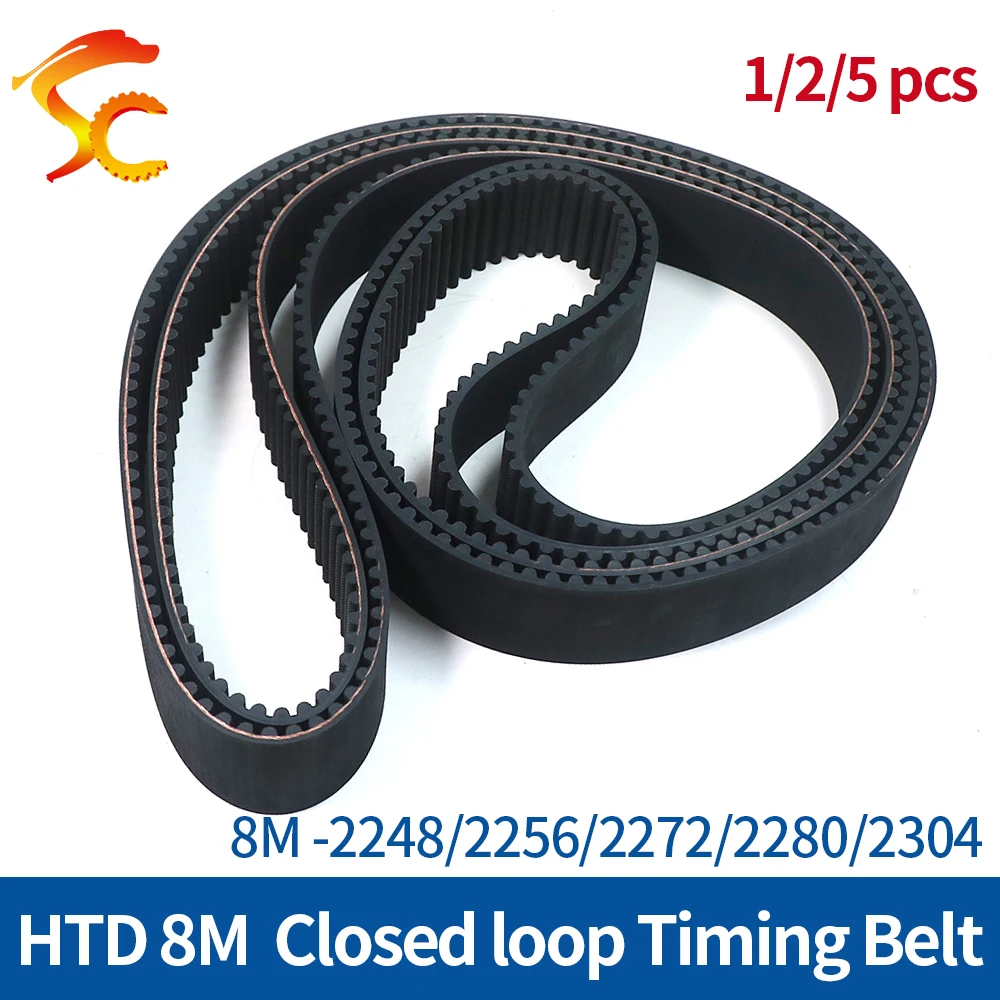 ONEFIRE HTD 8M Timing Belt 8M-2248/2256/2272/2280/2304 Width 20/25/30/40mm Circular Arc tooth  Rubber Closed Loop Belt