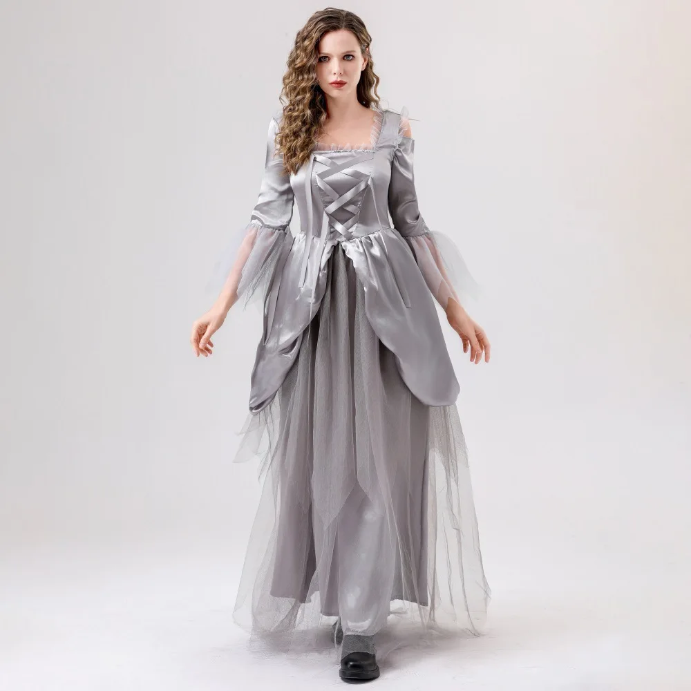 Abito da regina cosplay per donna Gonna sexy Costume da donna di Halloween Cos Vampiro Fantasma Sposa Strega Zombie Abbigliamento Festa di Natale