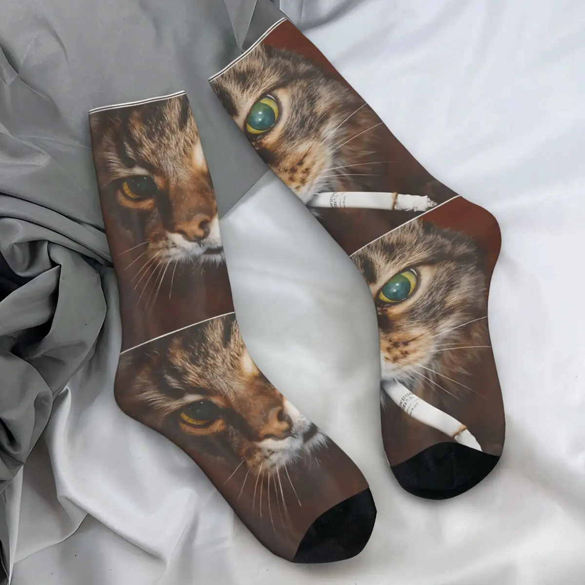 

Забавные носки для курящих кошек, сигаретные котенки Gen Z Meme Cat Lover, чулки для женщин и мужчин, теплые мягкие носки для бега, осенние противоскользящие носки