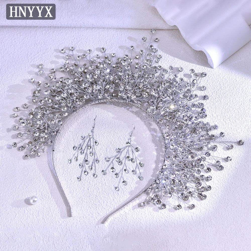 HNYX-Luxury Rhinestone Bridal Headband, Coroa do casamento, Tiara Acessórios para o cabelo, Mulheres Beleza Festival Headpiece, A234