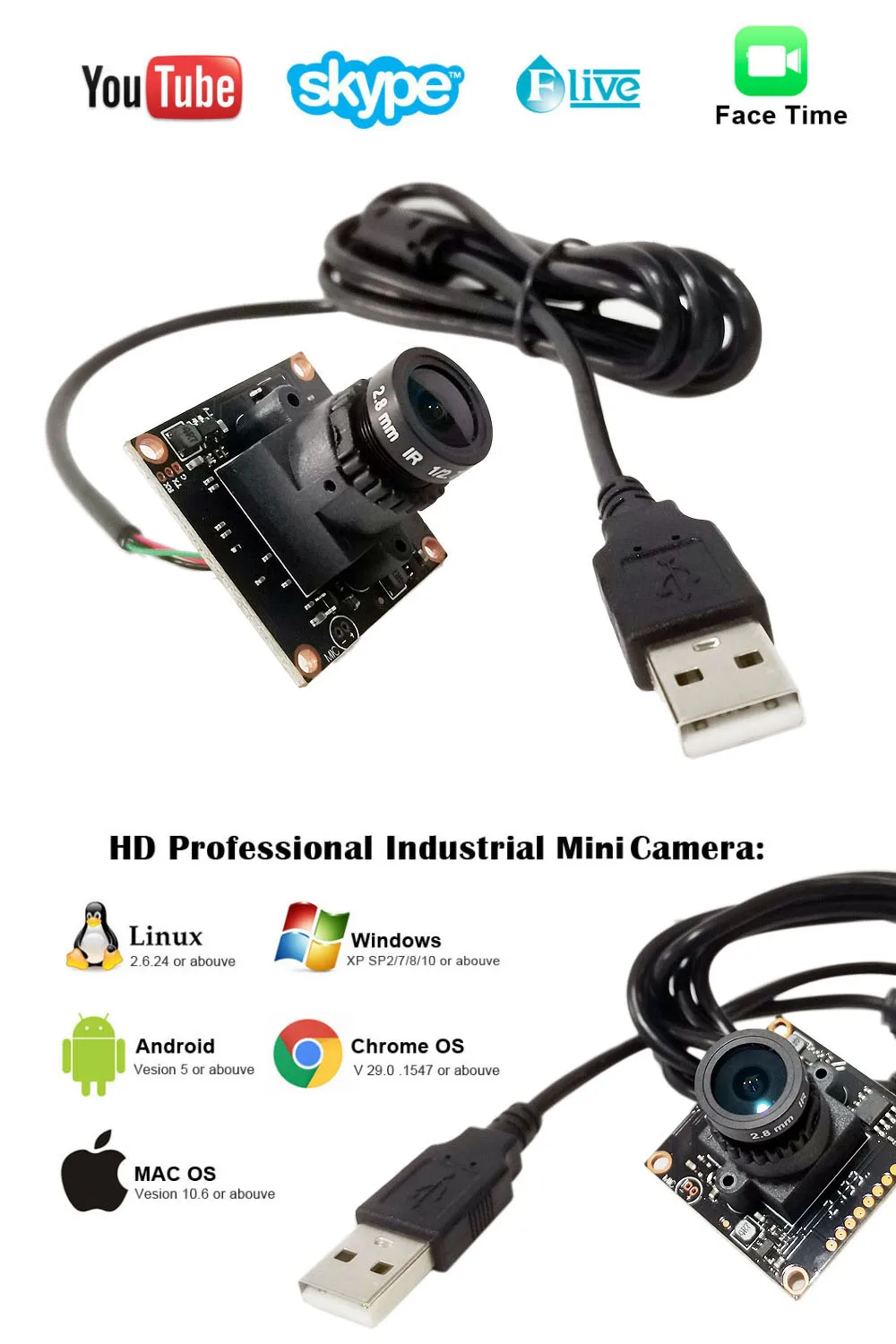 4MP USB Camera Module 4.0Megapixel  2560*1440 CMOS MJPEG 30fps High Speed Usb Endoscope Webcam Module