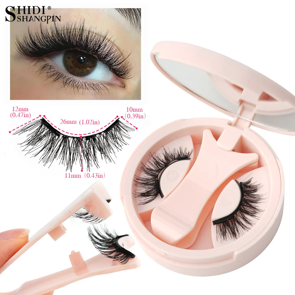 1/2 Pairs Magnetic False Eyelashes Kit Natural Curly Faux Lashes No Glue Needed Magnetic Fake Eyelash with Tweezers Makeup Tool