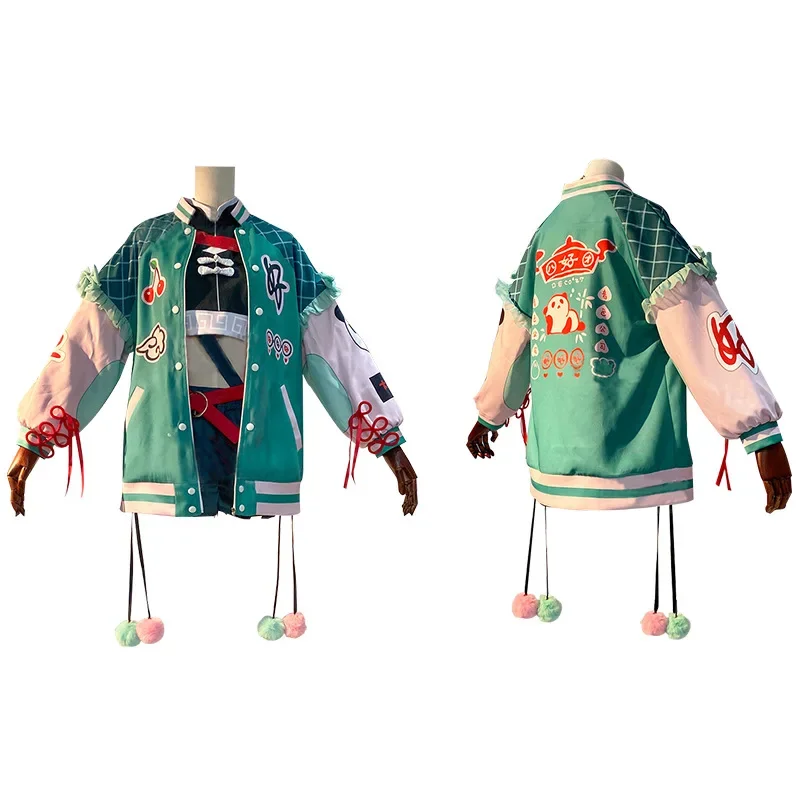 أزياء ميكو هاو ديكو 27 MV التأثيرية سترة منفوخة خضراء هاو كور دي آي نا بدون مجموعة كاملة شعر مستعار للهالوين وعيد الميلاد 2025 ربيع أخضر