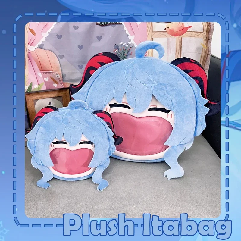 

Game Genshin Impact Ganyu Cosplay Plush Bag Big Mouth Laugh Style Transparent Itabag Zipper Backpack Blue Shoulder Bag 18cm/35cm
