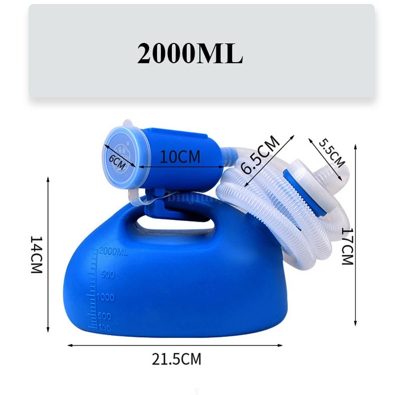 2000ml Plastic Male female Bed  Potty Pee Bottle Pee Collector With 160cm Tube