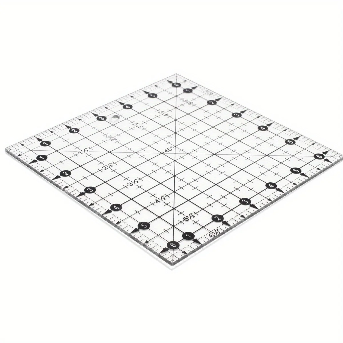 Square quilting ruler, transparent acrylic quilting square template, imperial 6.5 \