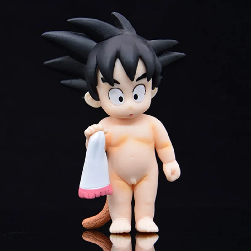 Anime Dragon Ball Z Kawaii Linda infancia Son Goku tomar toalla Linda muñeca PVC figura de acción modelo niños decoración de la habitación juguete regalos