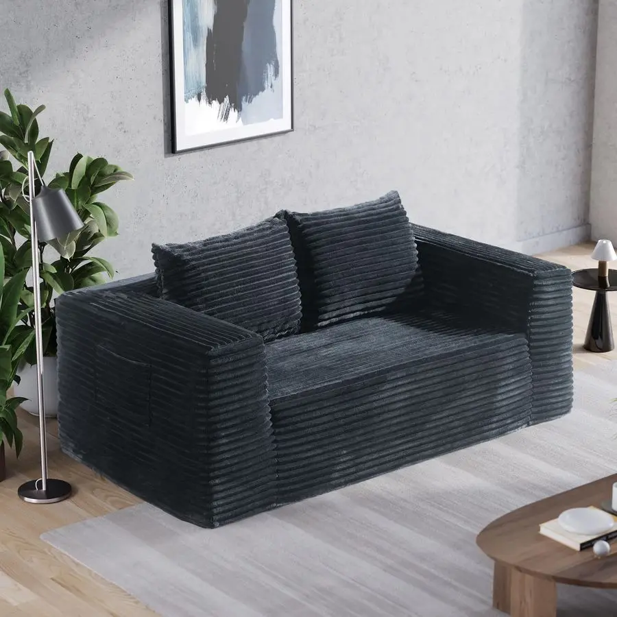 

Loveseat Sofa, 71 Foam Sofa in a Box, Plush Corduroy Deep Seat Couch, No Assembly Needed, Modern Sofa for Compact Liv Customized