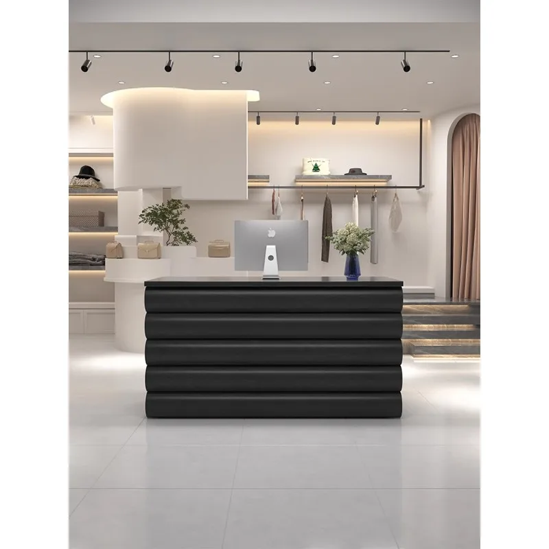 Checkout página balcão loja de roupas balcão de bar preto pintado aço inoxidável simples e moderno loja pequena recepção recepção de
