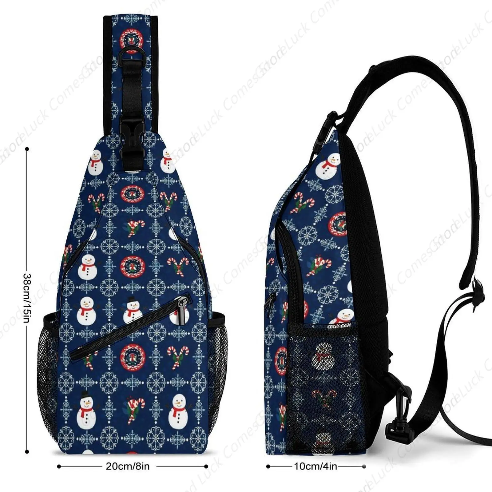 Christmas Snowman Pattern Sling Bag - Fashionable Crossbody Chest Bag for Women Men, Lightweight Travel Hiking Daypack
