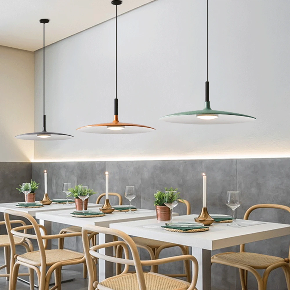 Luces colgantes nórdicas, lámparas LED de techo minimalistas modernas, OVNI, de lujo, personalidad creativa, cafetería, Bar de una sola cabeza