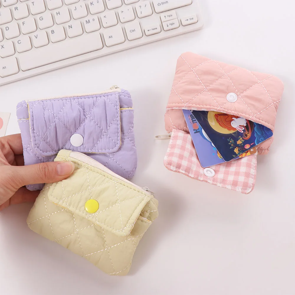 Multifunctional Mini Canvas Coin Purse Jewelry Packing Bag Candy Color Cute Wallet Card Holder Small Lipstick Bag Students