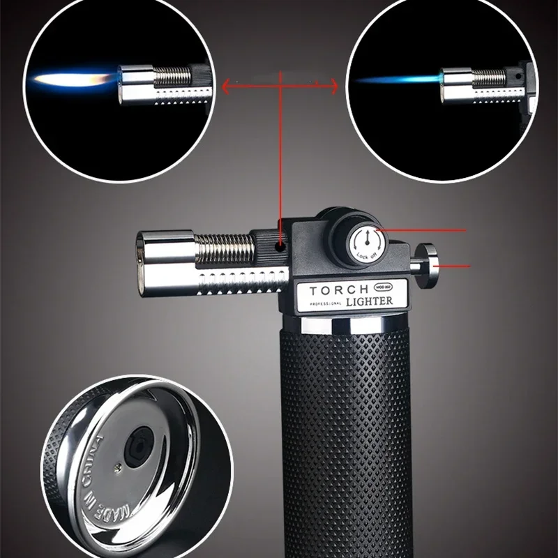Gas Lighter Windproof BBQ Kitchen Cooking High Capacity Torch Turbine Lighter Spray Gun Jewelry Metal Welding Men's Gifts  Torch - view 6