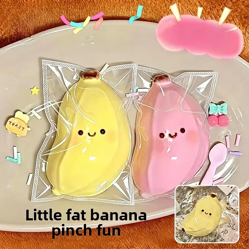 

Cute smiling banana squeezing toy. Soap banana compressing toy. Slow rebound, cute stress-relieving toy.