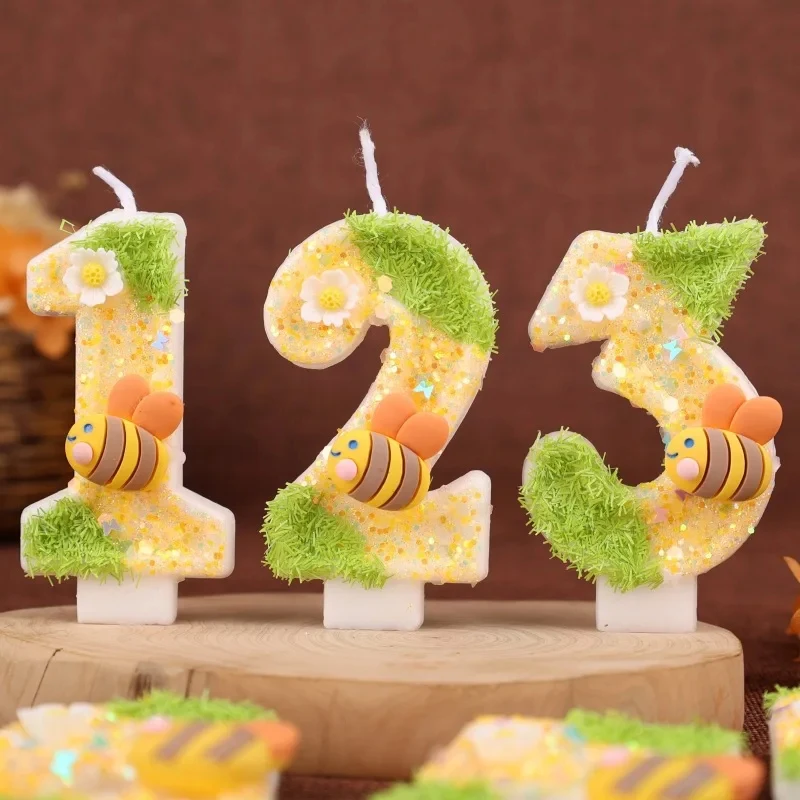 Bee Digital Birthday Cake Candles 0-9 Festive Candles Children's Cake Decorations Birthday Party Candles