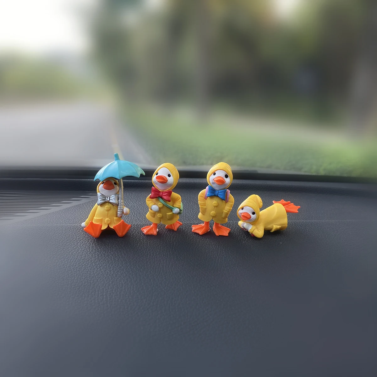 Car Accessories Interior Women Adorable Yellow Duck Raincoat Drivers Cute Auto Ornament for Dashboard Stress Relief Cars Decor