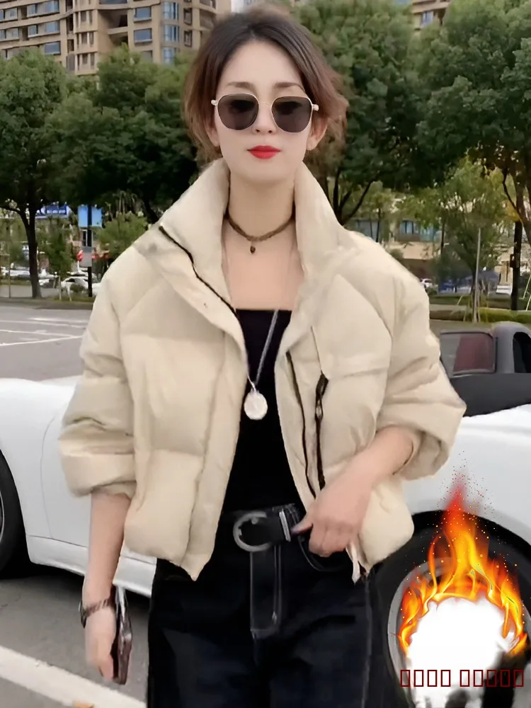 

Women's ort Puffer Jaet Stand Collar Cotton Coat Bread Sle Outerwear Winter New Arrival Casual Versatile Thi Warm
