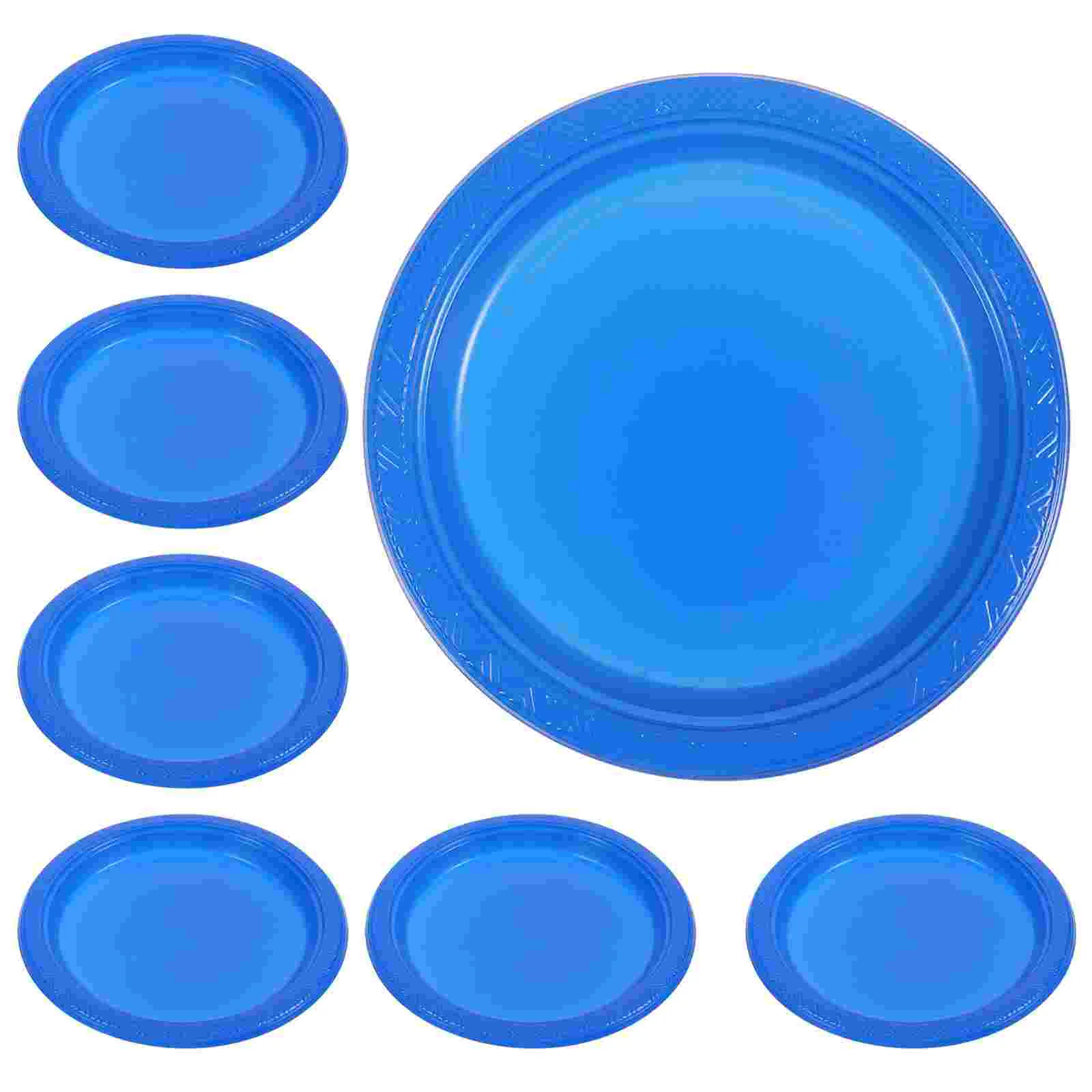 

20 Pcs Tray Blue Round Paper Plate Party Fruits Food Multifunction Snacks Serving Accessories Bbq