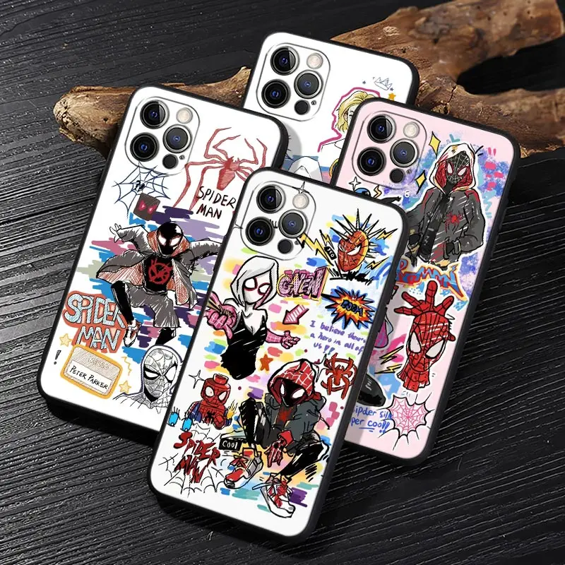 

Miles Morales Spiderman Marvel Funda For iphone 15 Pro Max Case For iPhone 14 11 12 13 Mini 15 Pro 14Plus XS 7 8 Case Soft Cover