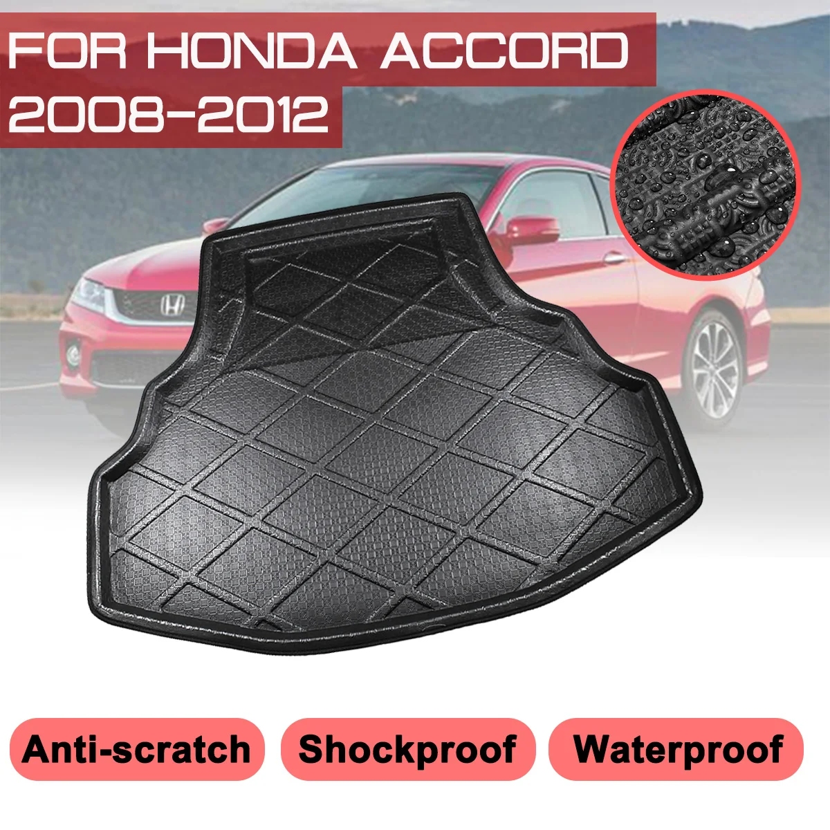 Car Floor Mats Rear Trunk Boot Mat Waterproof Carpet Anti Mud Tray Cargo Liner For Honda Accord 2008 2009 2010 2011 2012