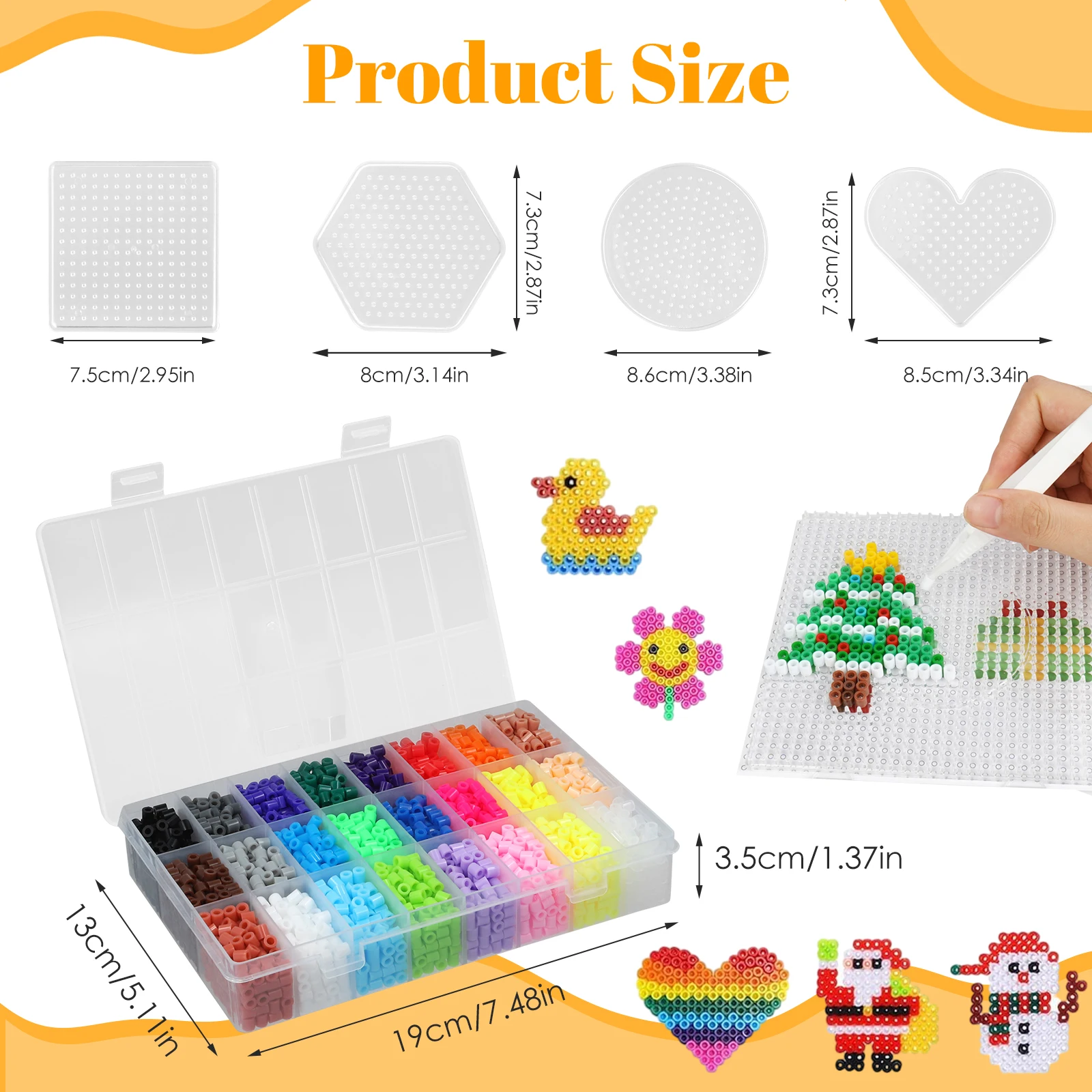 5mm 24 Colors Fuse Beads Set 6300 Fuse Beads With Fuse Bead Plates Bead Set In Organizer Box For Birthday Christmas Gift DIY