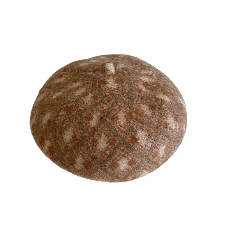 قبعة جاكار يابانية أسترالية 100% من الصوف للفتيات، قبعة رسام دافئة فنية للخريف والشتاء #5