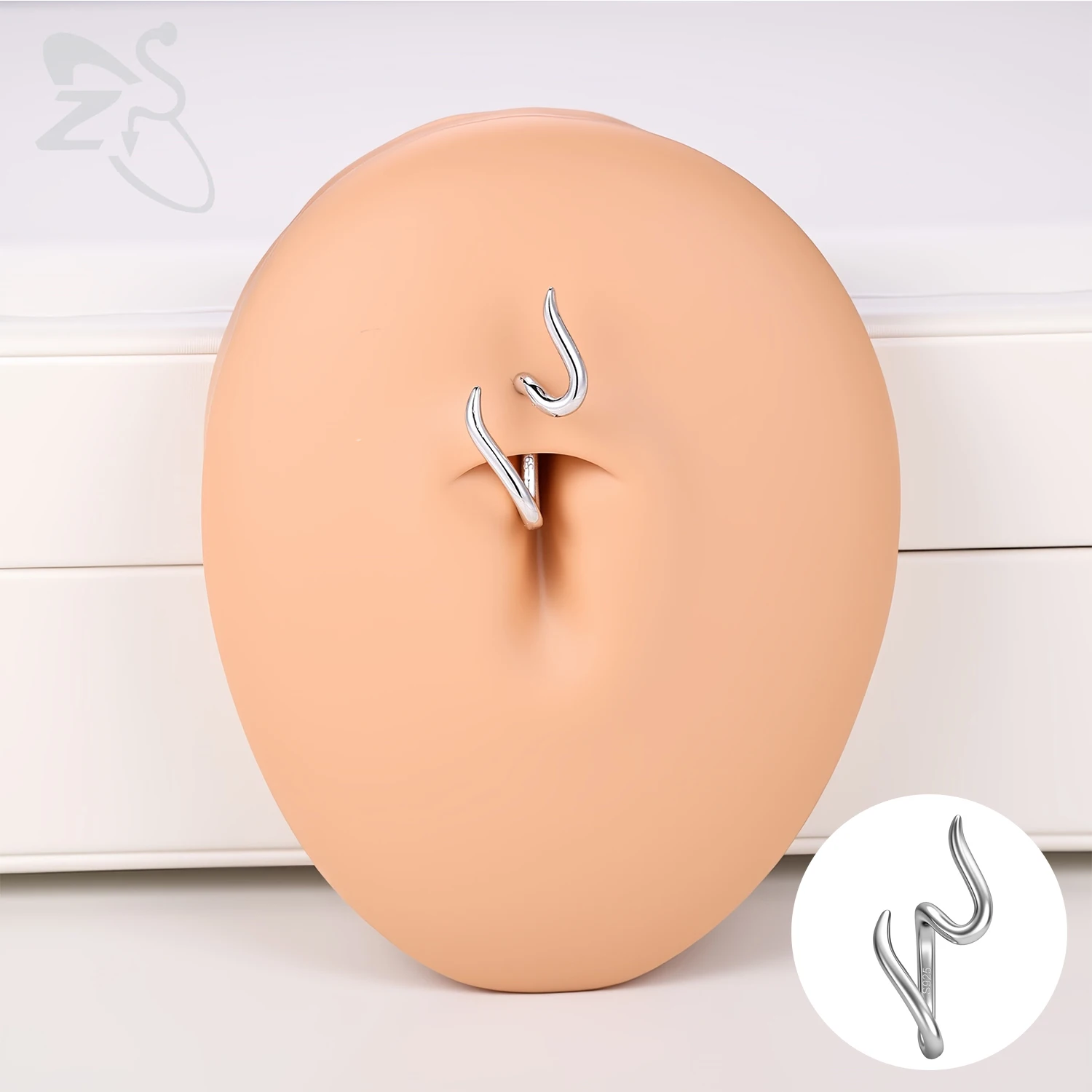 

Серебряное кольцо для пирсинга пупка ZS, 1 шт., 14G, серебро 925 пробы, серебристого цвета, в форме пламени, серьга-кафф для хряща, украшение для тела, 10 мм