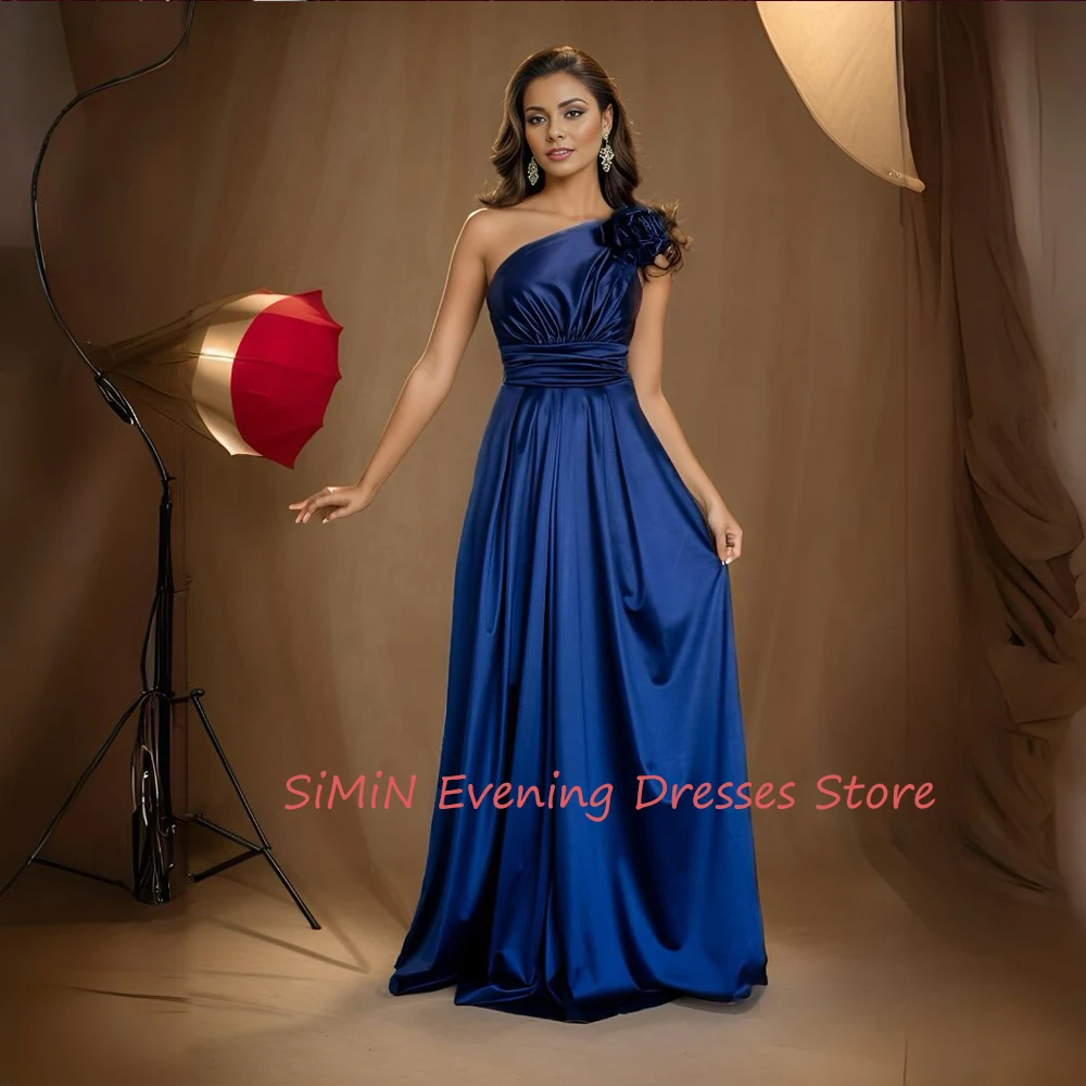 

One-shoulder Zipper-Up Ruffle Backless Satin Sleeveless Floor-length Saudi Arab Evening Elegant Party dresses for women 2024