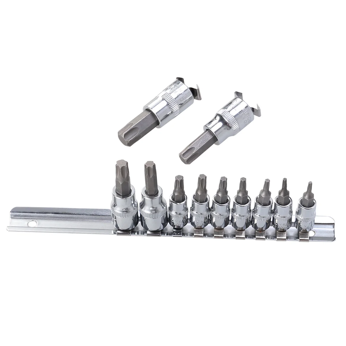 

11pcs T-Shaped Bit Socket Set Durable Chrome Vanadium Steel Professional Machine Fix Detach Tools Storage Box Included Sockets