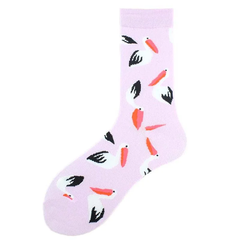 Calcetines de algodón para mujer, medias divertidas y elegantes de marca, de color rosa, flamenco, gato, perro, Panda, Monkey, unisex, 1 par