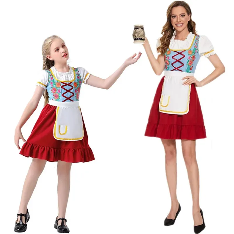 

Oktoberfest Dirndl Costume Germany Beer Maid Tavern Wench Waitress Parent-child Outfit Halloween Cosplay Fancy Party Dress