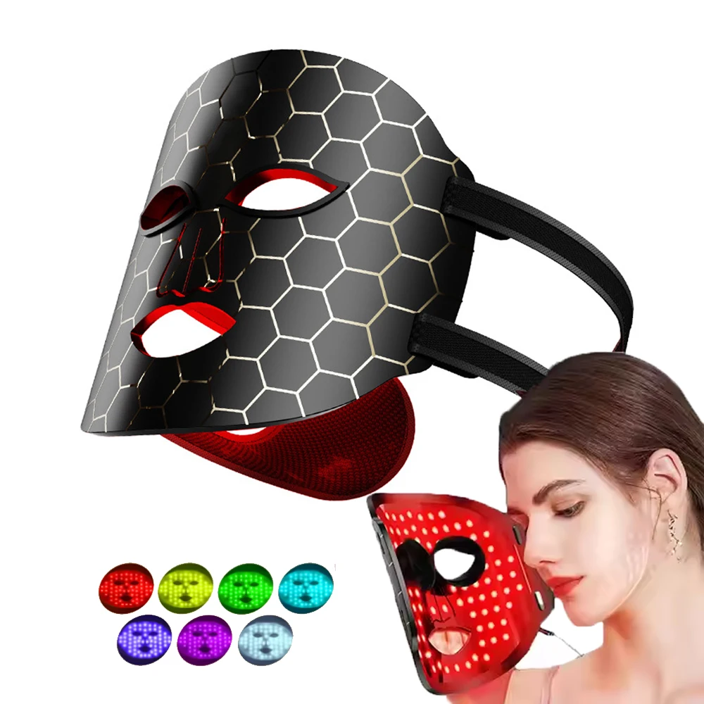 7 kleuren led-masker gezicht rood lichttherapie siliconen foton schoonheidsmasker voor rimpel verwijderen anti-aging huidverjonging huidverzorging