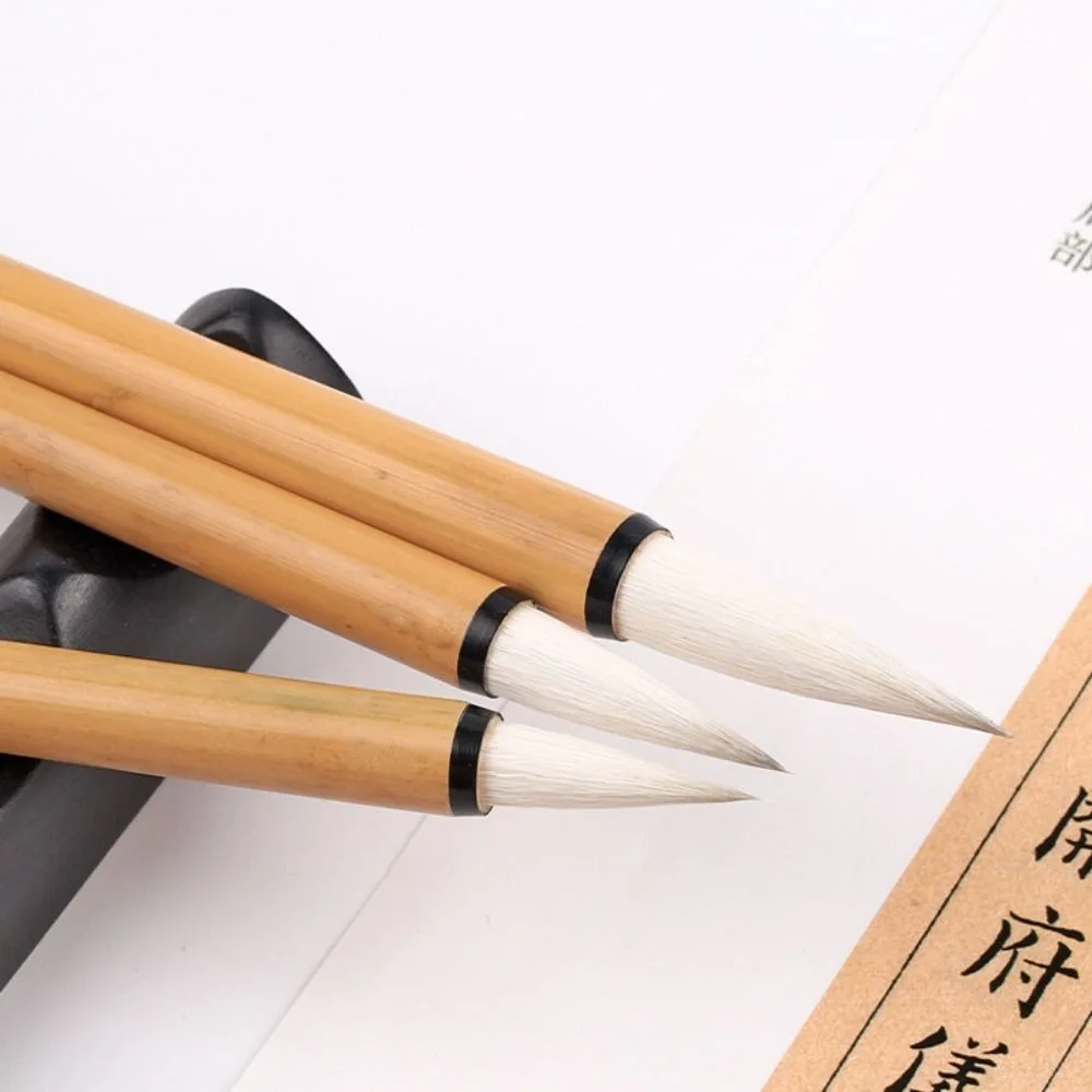 Traditional Chinese Calligraphy Brush Oil Painting Wolf hair Scriptures Writing Brush Bamboo High-end Art Paint Brush Student