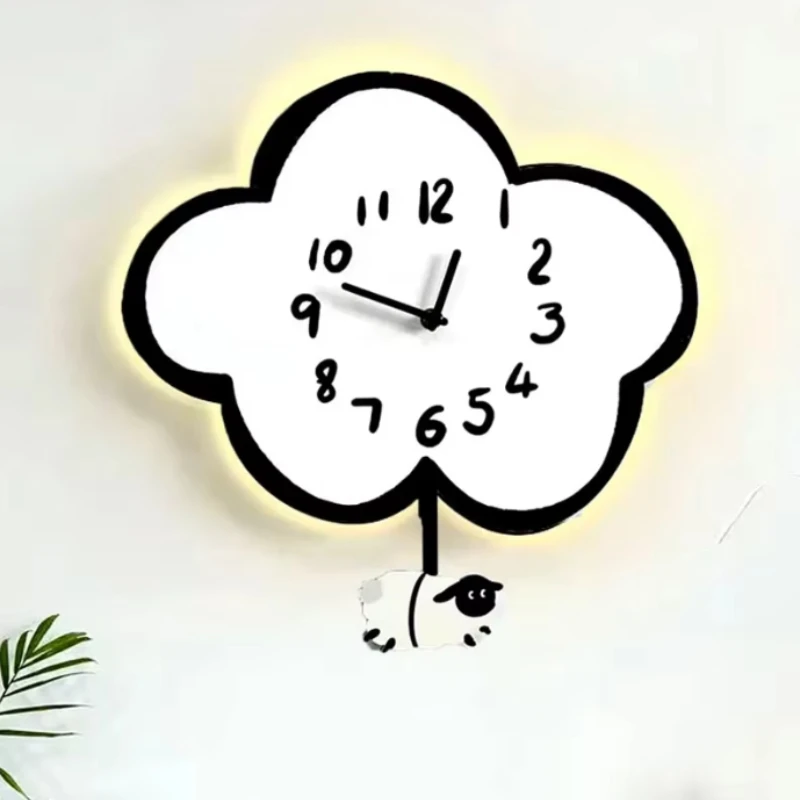 Light Swaying Cloud Wall Clock Cartoon Mute Clock Living Room Children's Room Home Decoration Clock