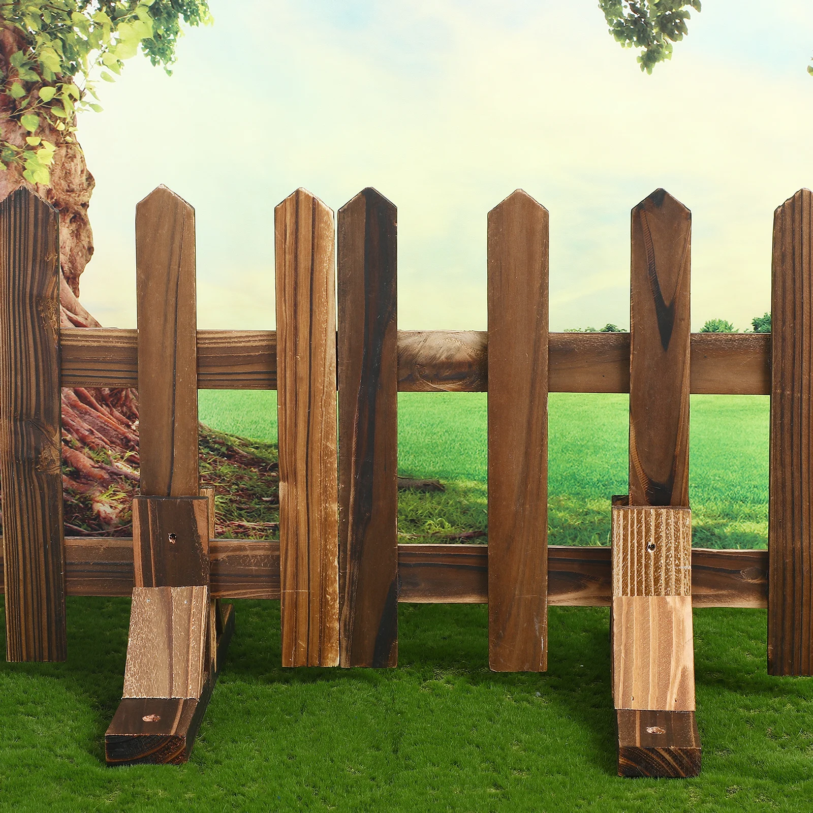 

2pcs Wood Base Kit Durable Safe Stable Garden Fence Stand Supports Privacy Screening Fence Supplies Picket Feet Stands