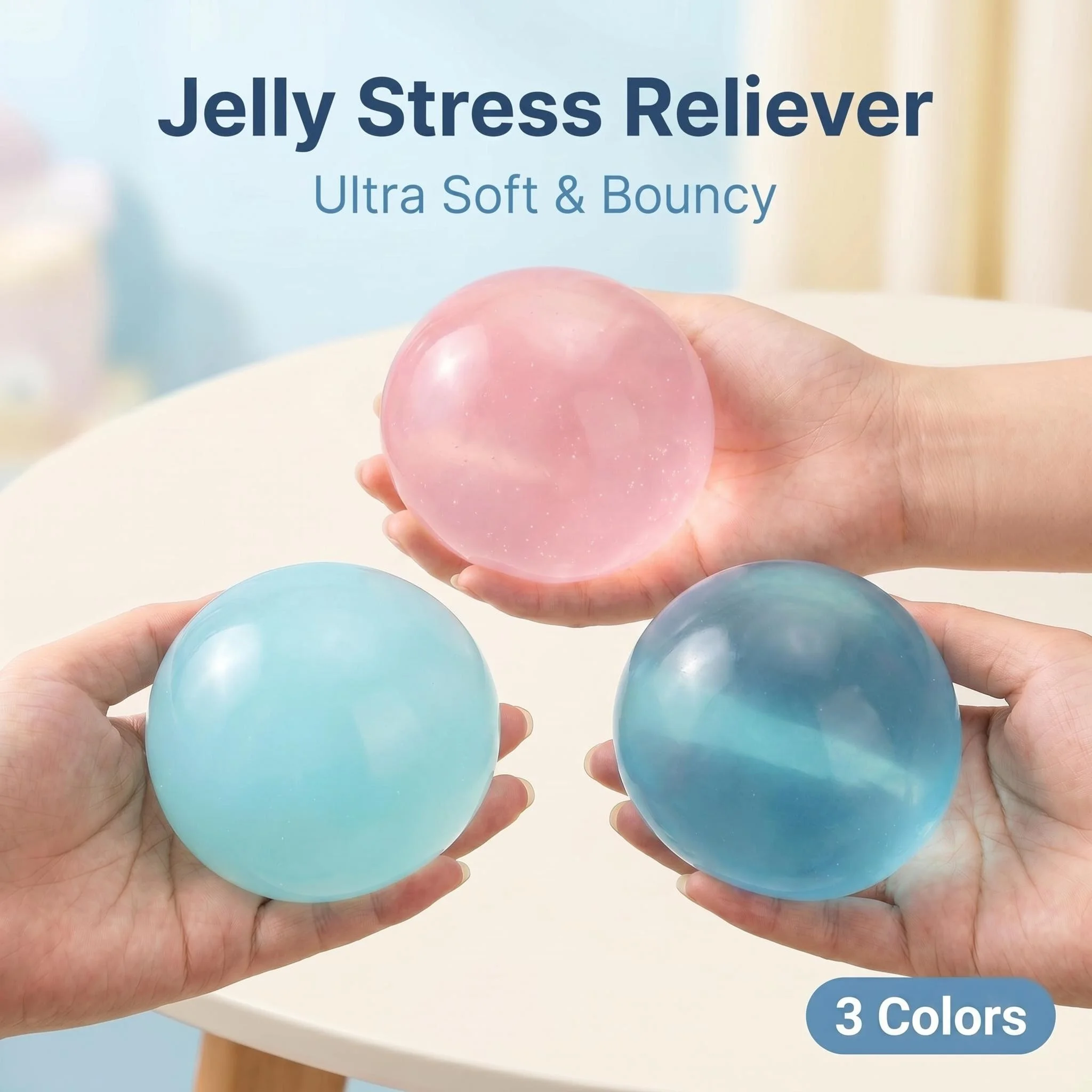 Transparent Jelly Handmade Squeeze Ball Clear TPR Moldable Fidget Toy Stress Relief Decompression Desktop Gift