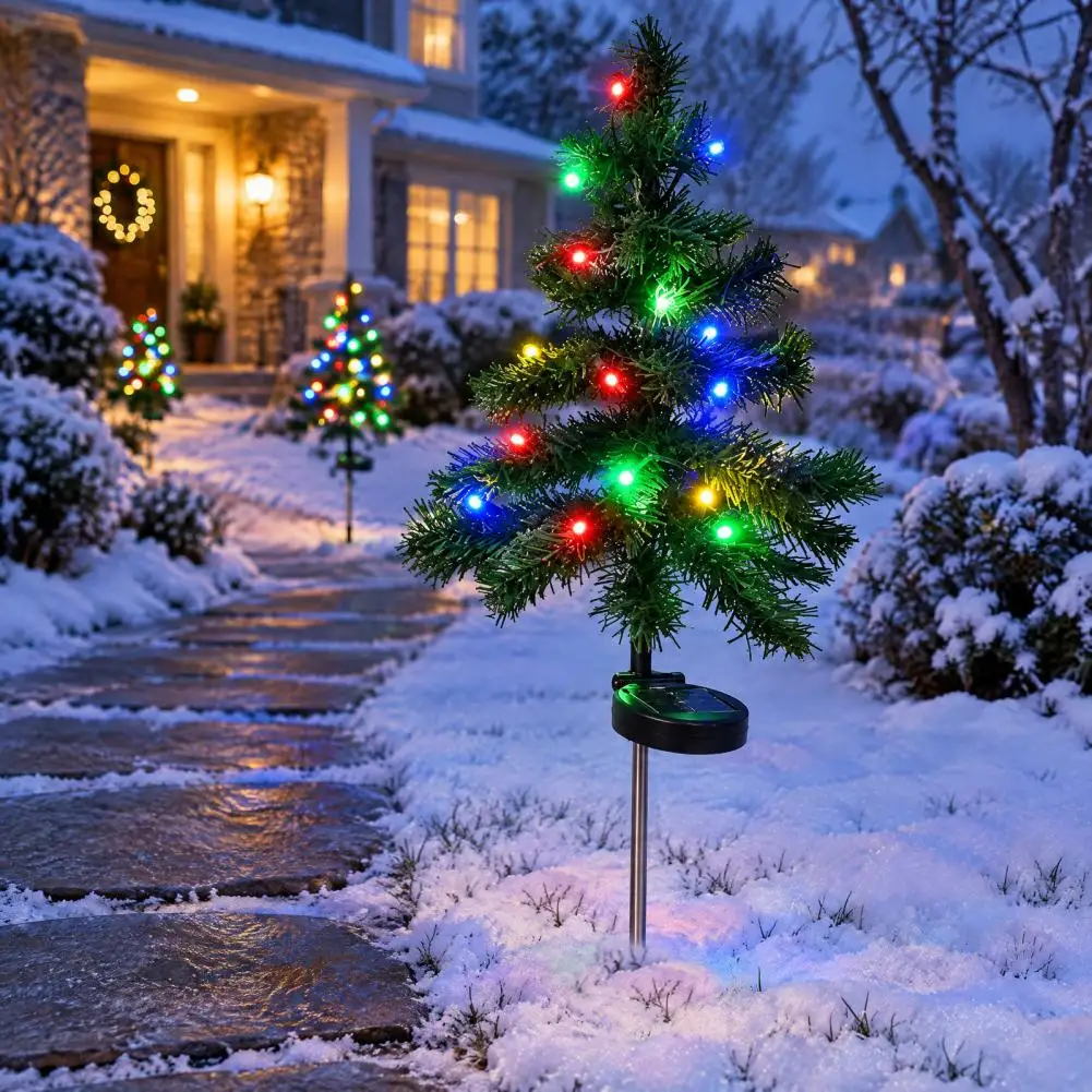 Waterproof Led Pathway Lights Solar Powered Christmas Tree Lights Outdoor Waterproof Led Decorations 8-mode Garden for Driveway