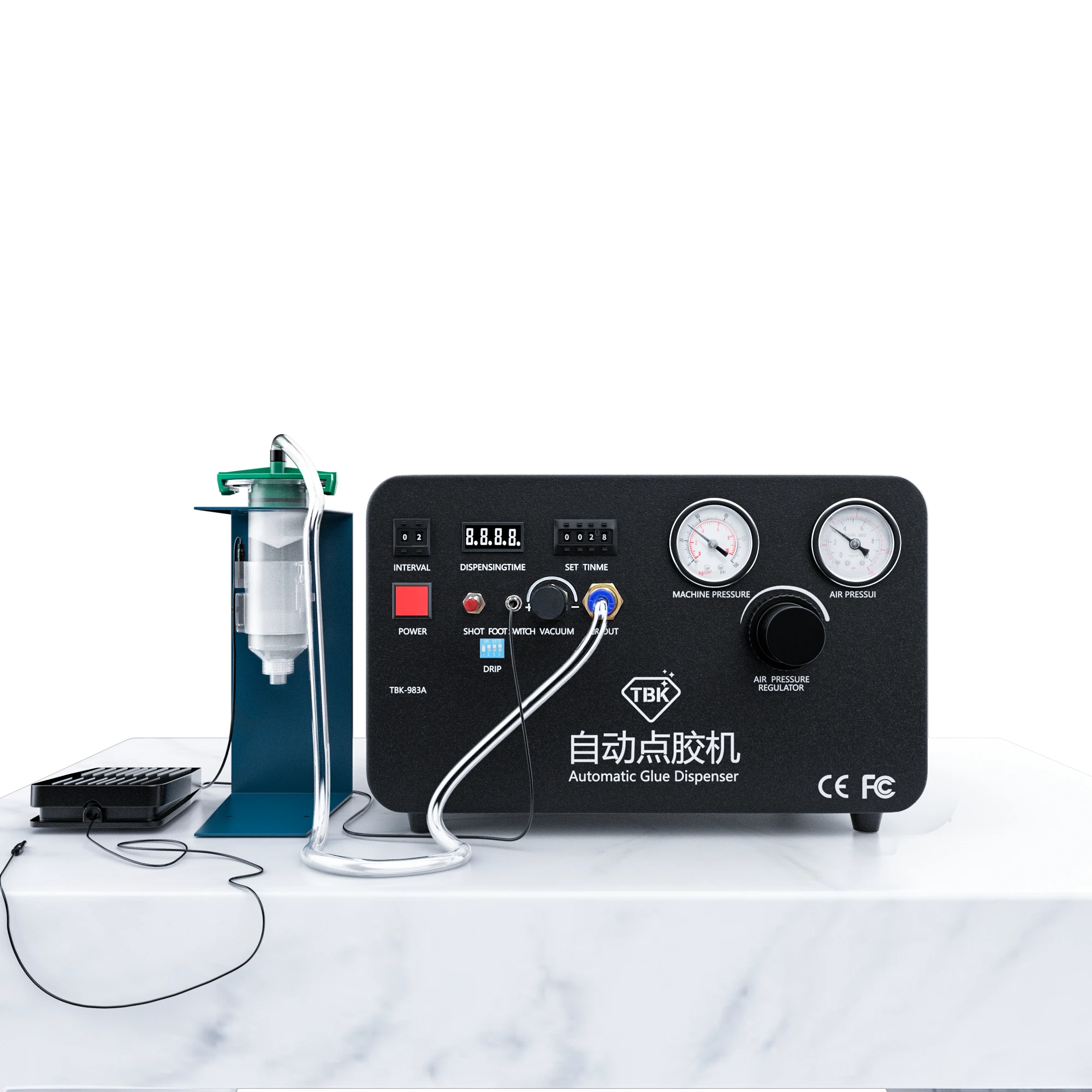 Automatic Glue Dispenser 983A Built‑in Air Compressor, High Precision for Phone Mobile Phone Screen Frame Repair Refurbishment
