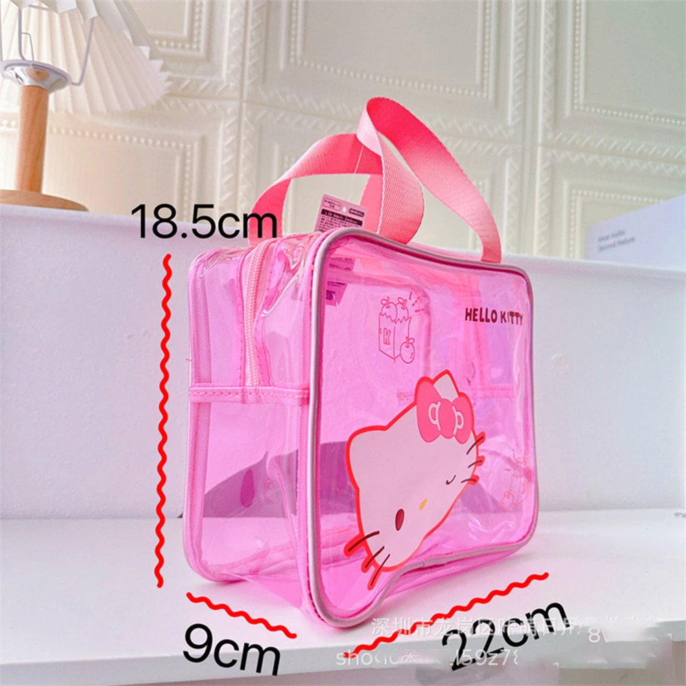 Hello Kitty Clear Makeup Bag Sanrio Y2K Organizer Hand Water Proof Cosmetic Bag Large capacity Wash Bag HandsBag Toiletry Bag