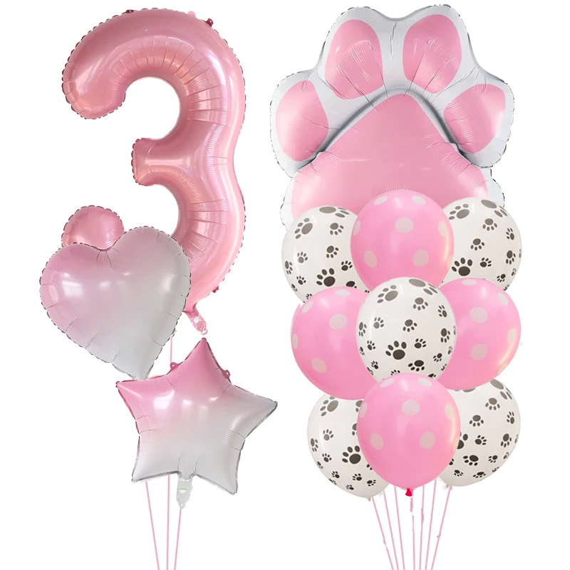 13pcs/set Animal Let's Pawty Dog Paw Foil Helium Balloon 40Inch Number Baby Shower Birthday Party Decoration Air Globos Supplies